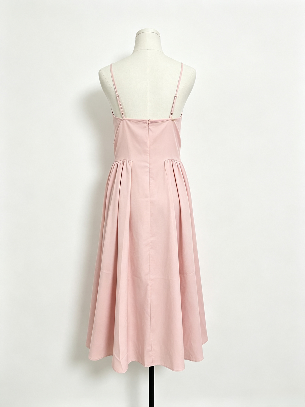 Pink Bustier Spaghetti Strap Flared Midi Dress