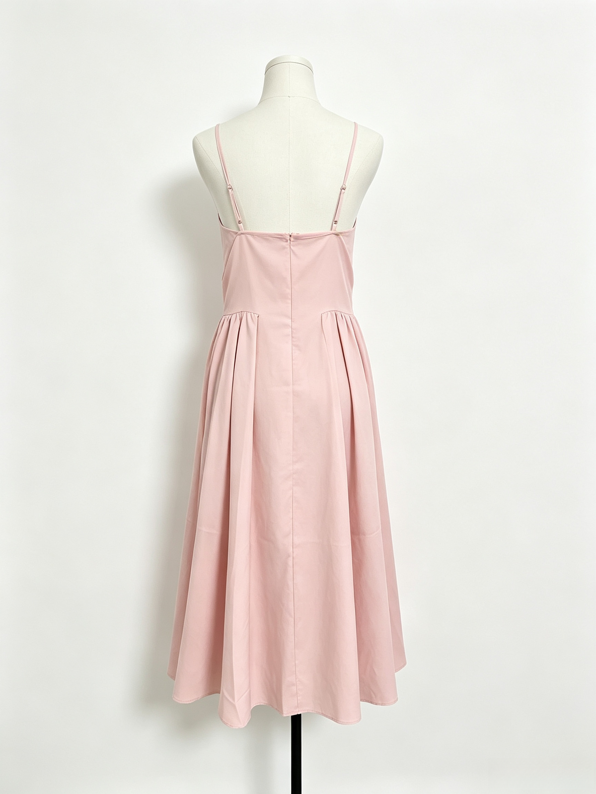 Pink Bustier Spaghetti Strap Flared Midi Dress