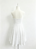 White Polka Dot Strapless Sweetheart Flared Mini Dress