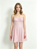 Pink Sequin Halter Cowl Neck Mini Dress