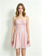 Pink Sequin Halter Cowl Neck Mini Dress