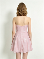 Pink Sequin Halter Cowl Neck Mini Dress