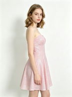 Pink Sequin Halter Cowl Neck Mini Dress