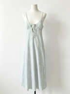 Blue White Stripe Spaghetti Strap Tie Cutout Midi Dress