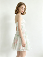 Lavender Floral Sequin Mesh Strapless Midi Skirt
