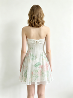 Lavender Floral Sequin Mesh Strapless Midi Skirt